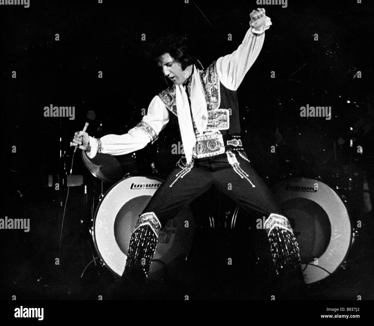 Singer Elvis Presley performs at Madison Square Garden Stock Photo