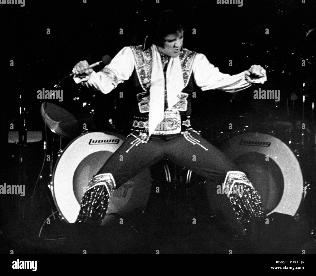 Singer Elvis Presley Performs At Madison Square Garden Stock Photo