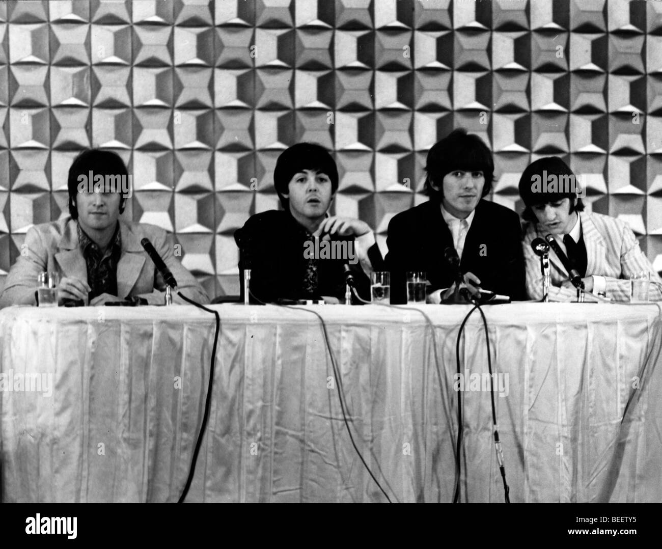 The Beatles during a press conference in Tokyo Stock Photo