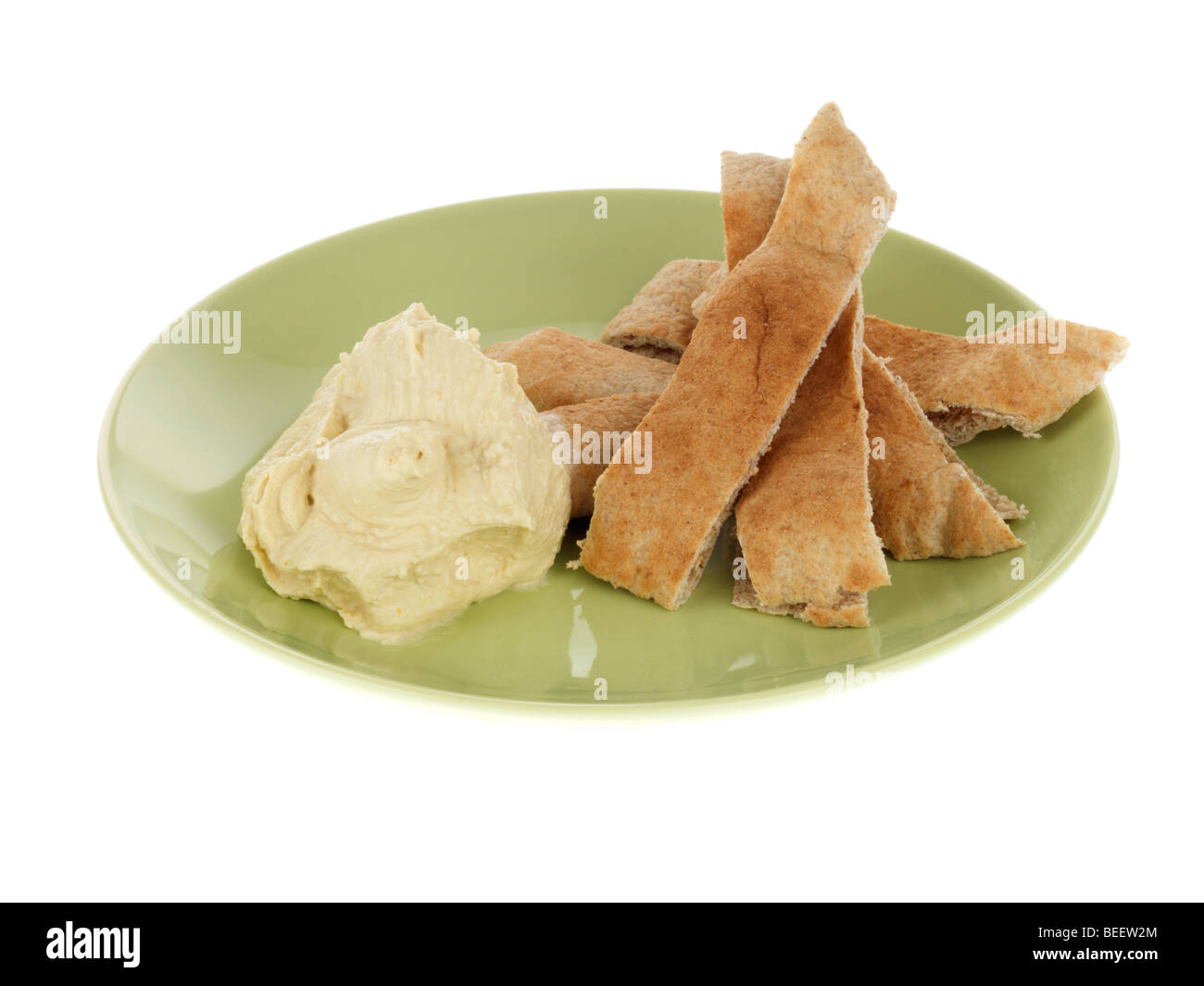Wholemeal Pitta Bread with Houmous Stock Photo