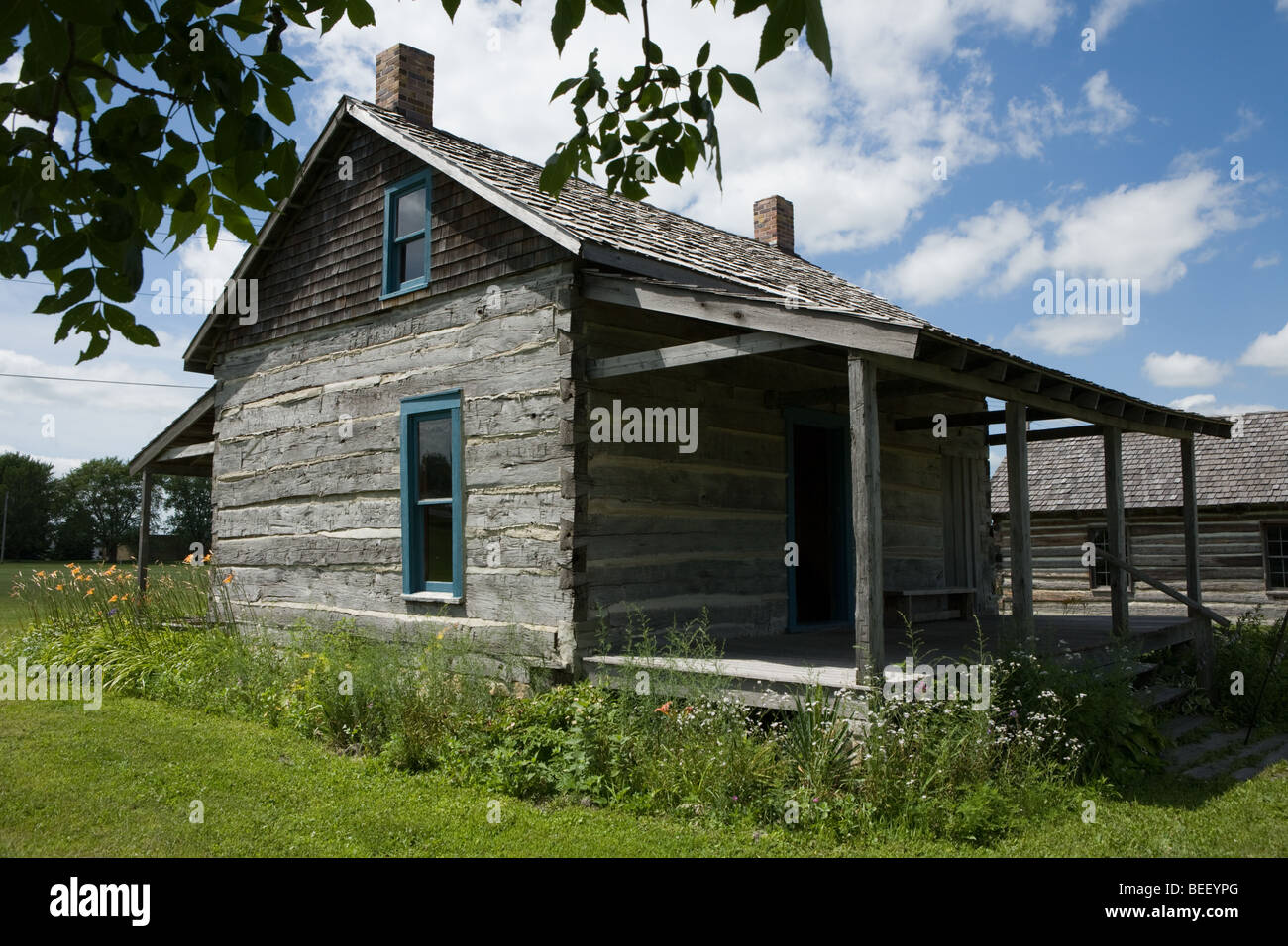Log house at Fort Museum in Fort Dodge, Iowa Stock Photo Alamy