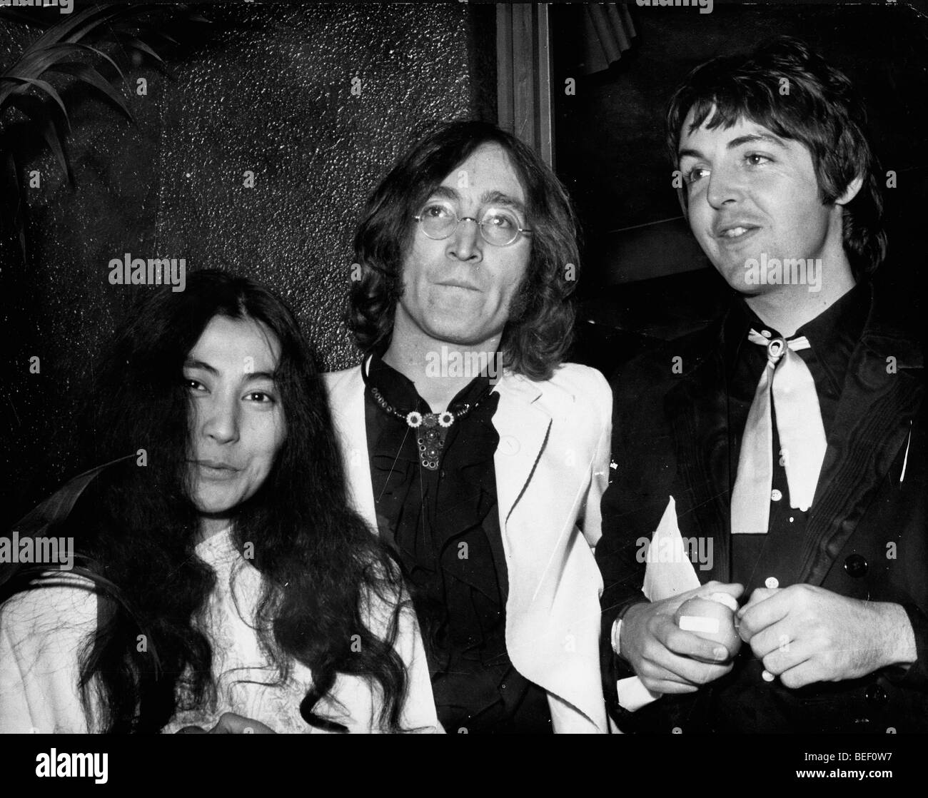 John Lennon, Paul McCartney and Yoko Ono Stock Photo