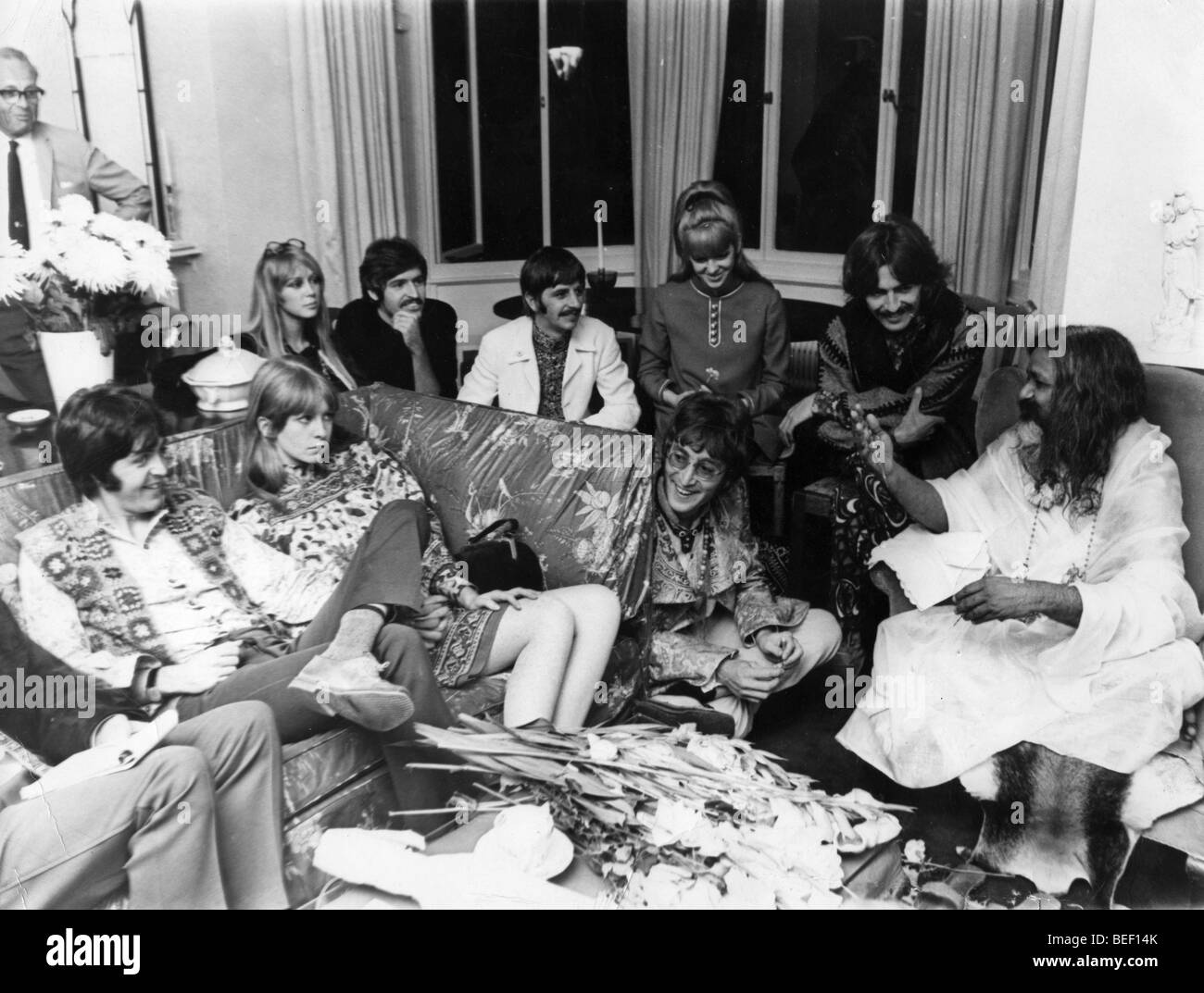 The Beatles study with the Maharishi in India Stock Photo
