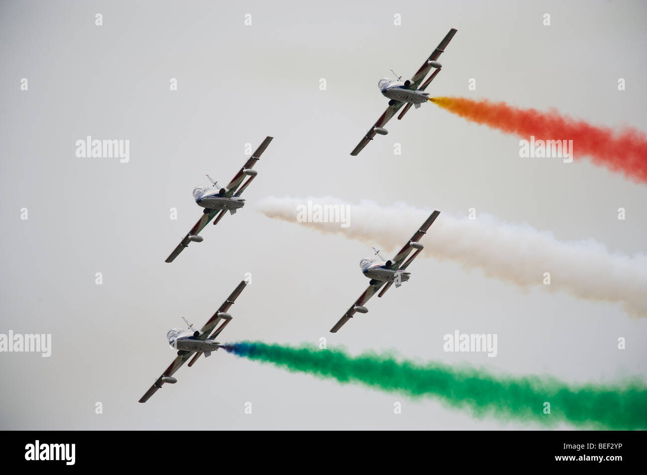 The Italian Aerobatic Display Team the Frecce Tricolori formation flying at RIAT 2009 Stock Photo