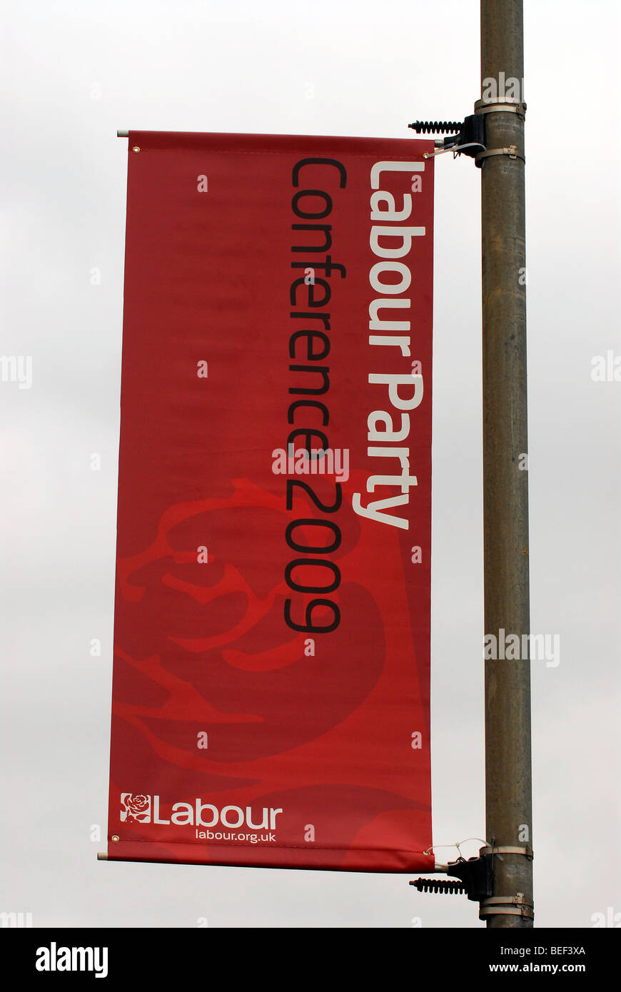 Sign advertising Labour Party Conference in Brighton, September 2009. Stock Photo