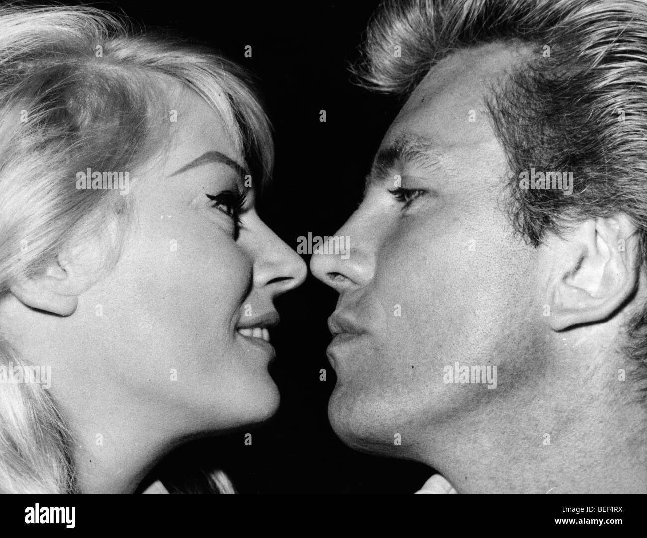 Swedish actress Anita Ekberg and her husband, American actor Rik Van Nutter in 1963. Stock Photo