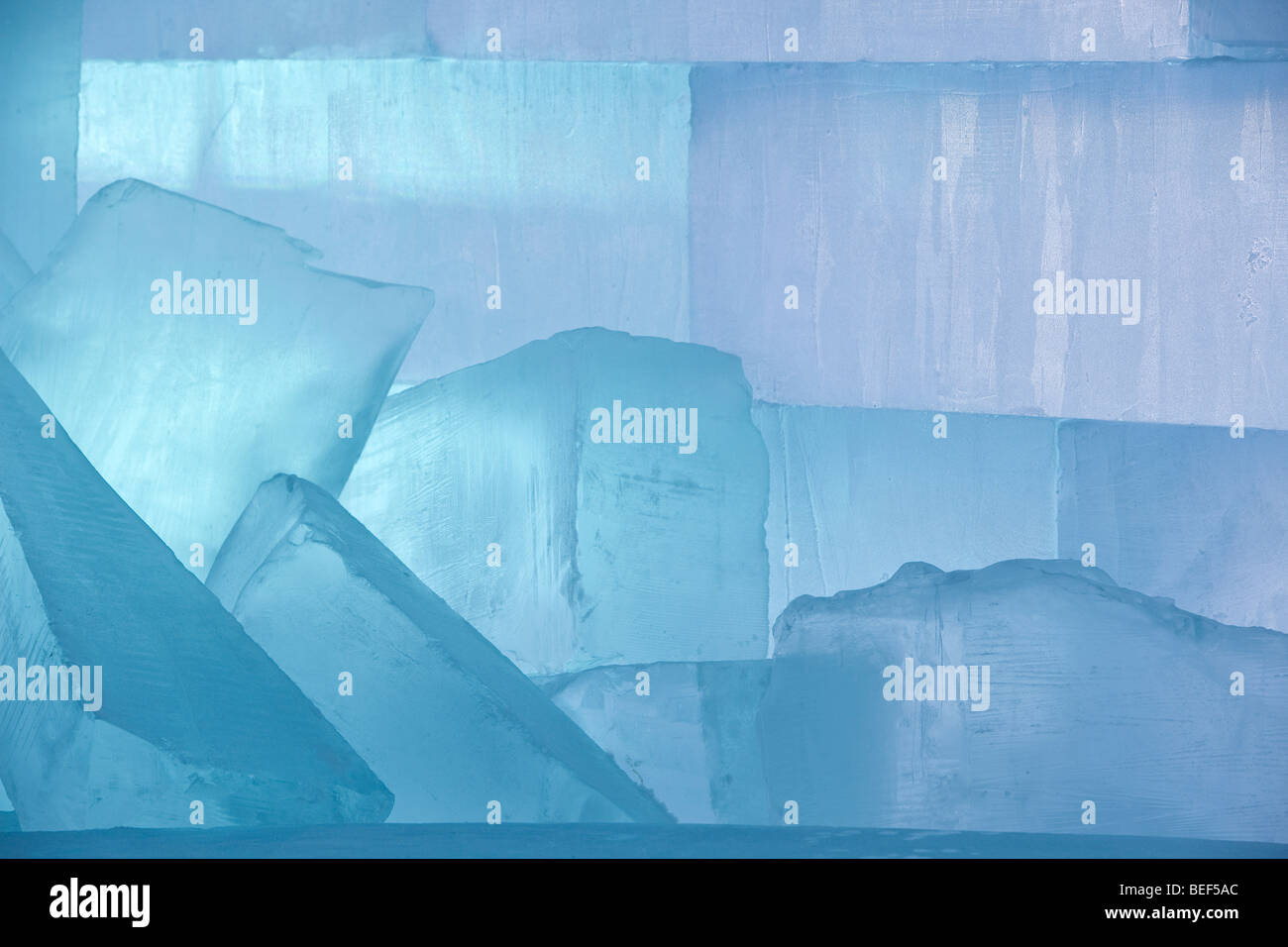 Large ice blocks used for building or sculptures, Jukkasjarvi, Sweden