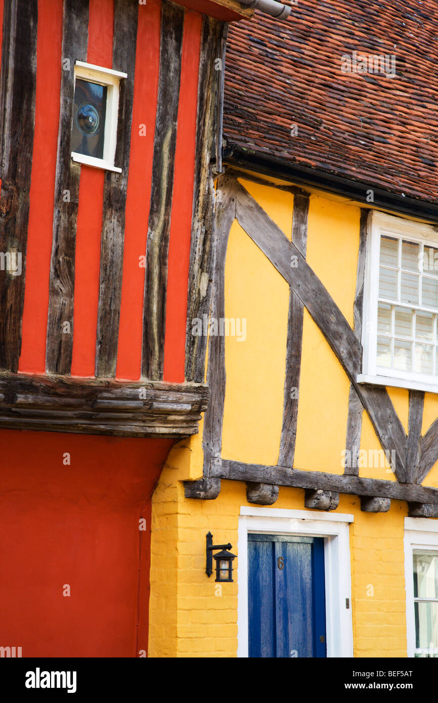 Colourful Half Timbered Buildings Nayland Suffolk England Stock Photo