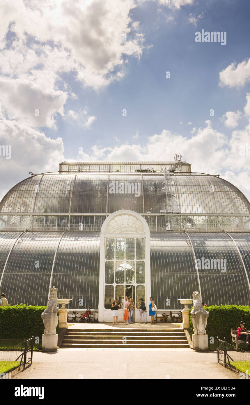 Entrance of Palm house in Kew Gardens on a sunny June day. Stock Photo