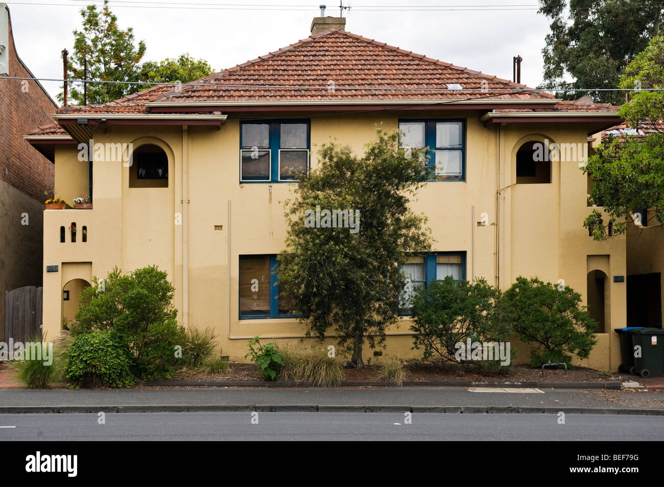 Front of residential townhouse property in South Yarra, Melbourne, Australia Stock Photo