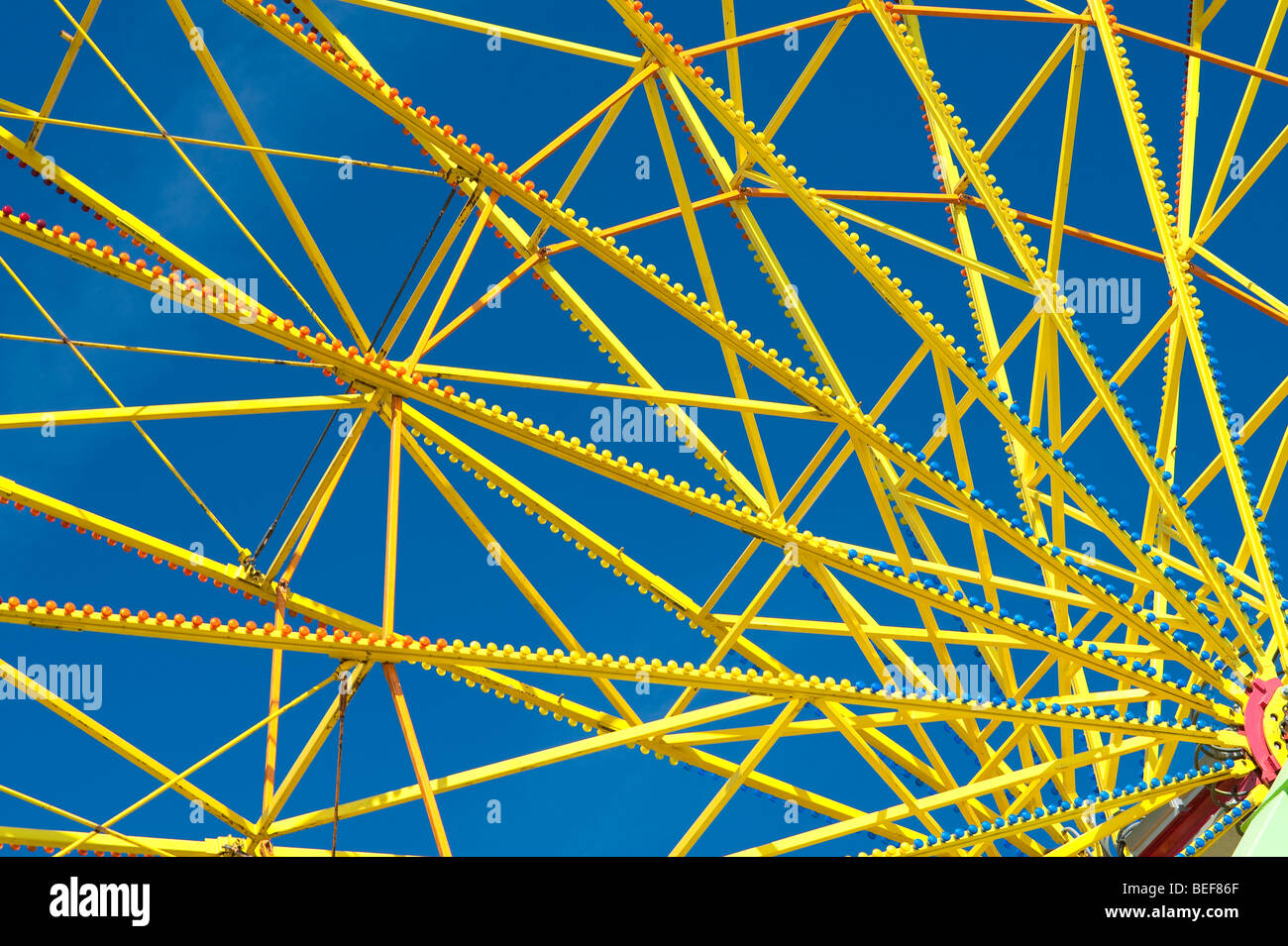 Evergreen State Fair close up of yellow ferris wheel spokes Monroe