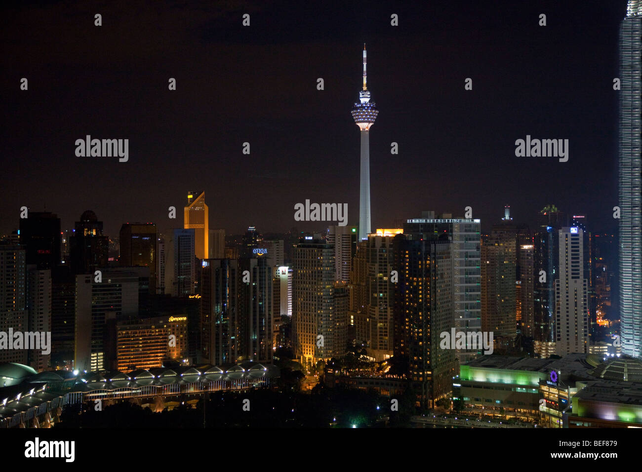 Kuala Lumpur skyline at night KL tower (Menara Kuala Lumpur) Malaysia Stock Photo