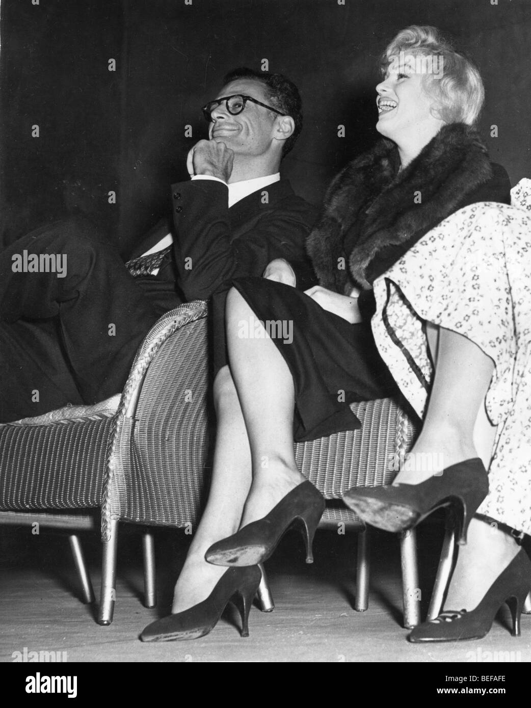 Actress Marilyn Monroe at theatre with Arthur Miller Stock Photo