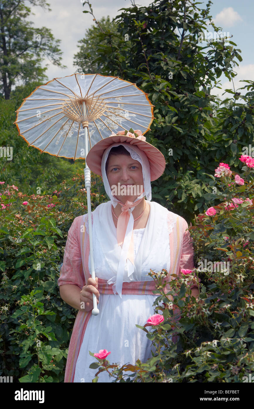 A costumed living history interpreter portraying Rosalie Calvert, ca. 1802-1821, Riverdale Park, Maryland. Stock Photo