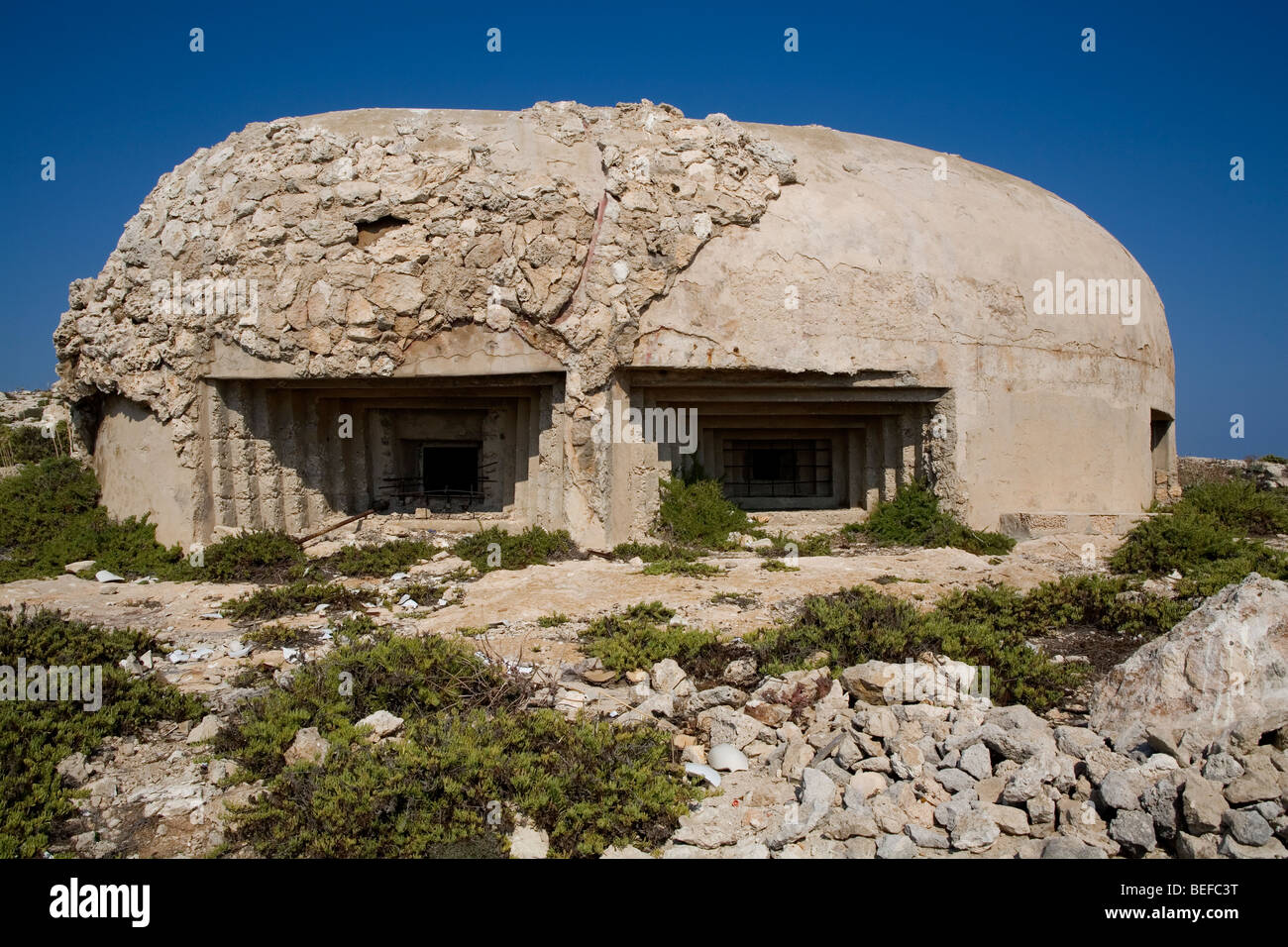 Second world war bunker, Lampedusa island, Sicily, Italy Stock Photo