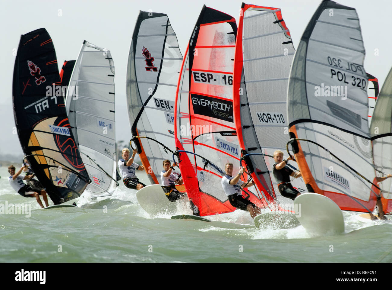 group of windsurfers at the Formula Windsurfing World Championships in
