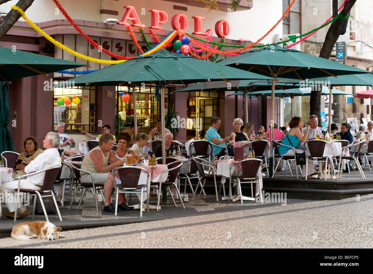 The Apolo restaurant on Rua Dr Antonio Jose D'Almeida in Funchal, Madeira. Stock Photo