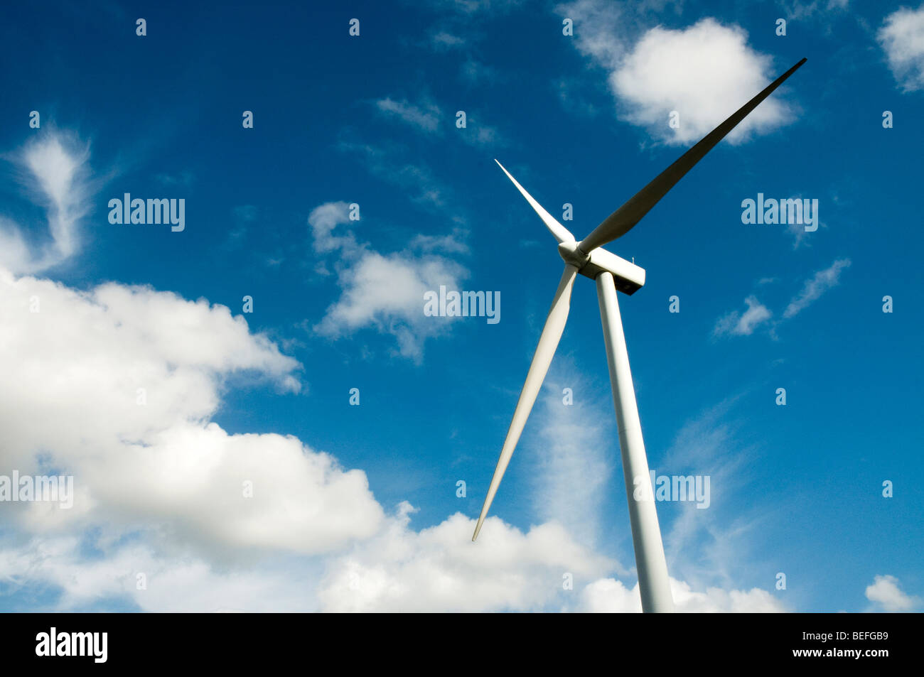 Close up shot of a wind turbine Stock Photo