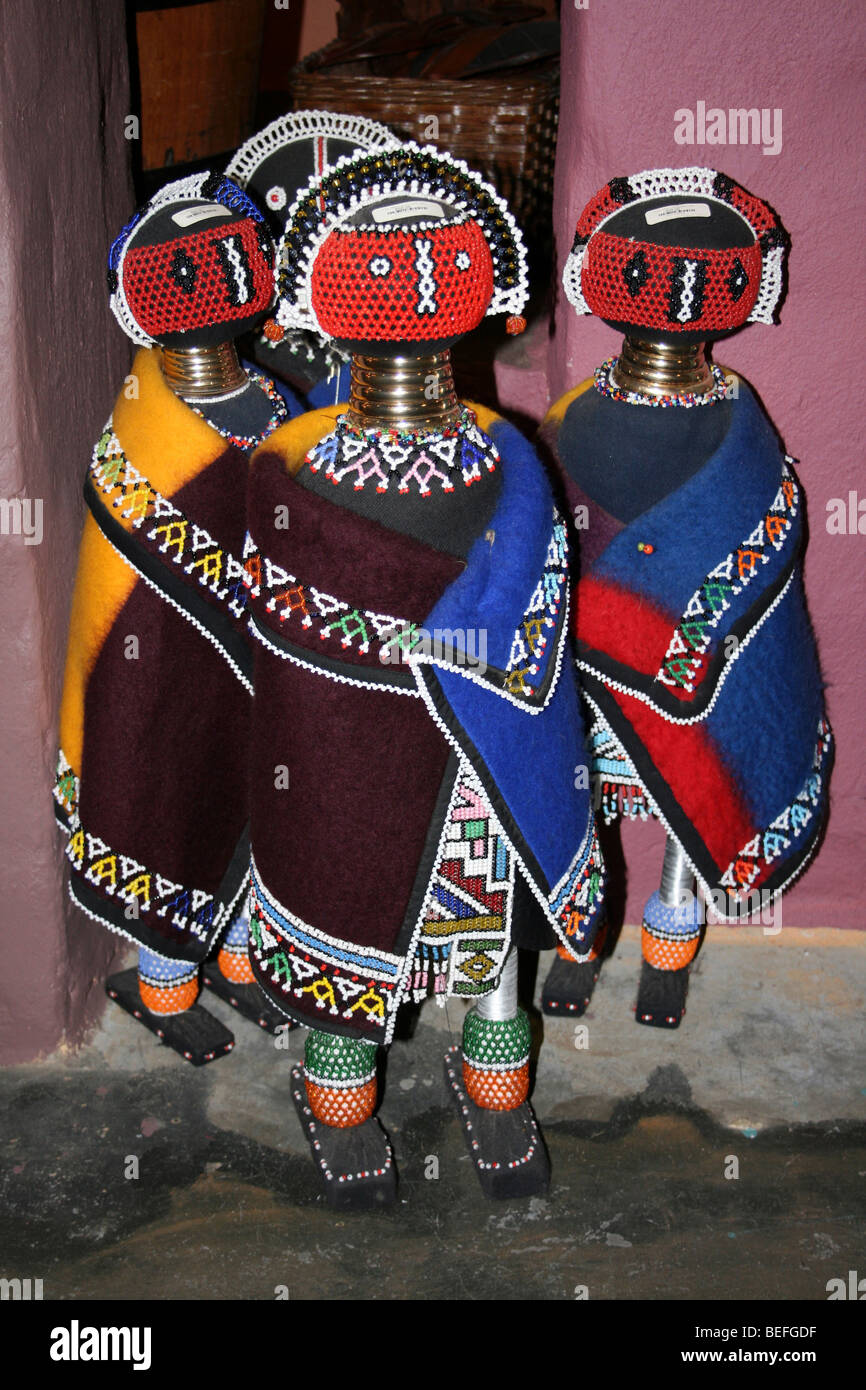 Traditional South African Ndebele Dolls Stock Photo