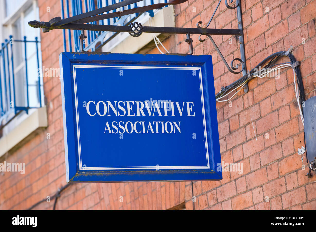 Sign outside the CONSERVATIVE ASSOCIATION in Ludlow Shropshire England UK Stock Photo