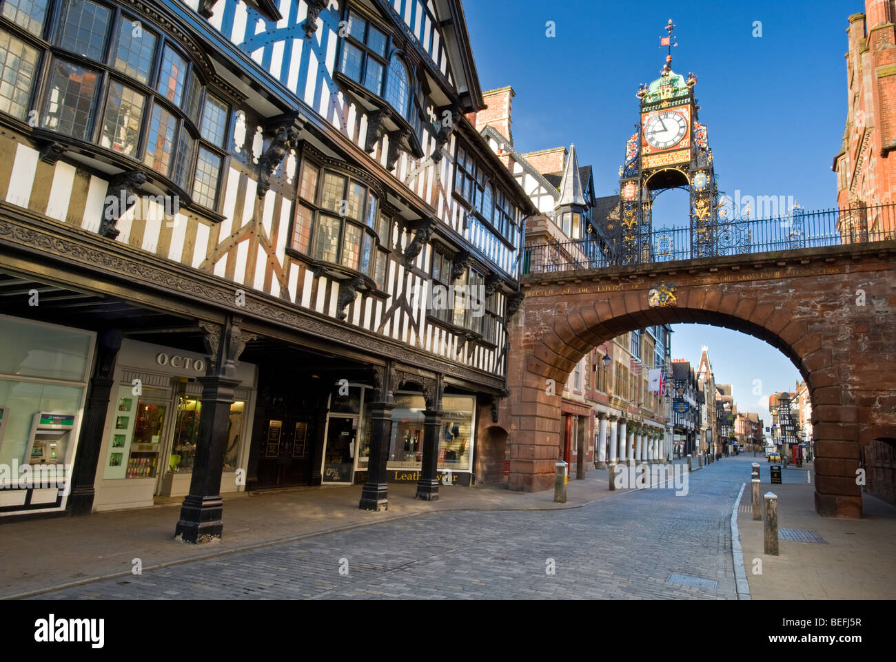 The Victorian Eastgate Clock on the City Walls, Eastgate Street, Chester, Cheshire, England, UK