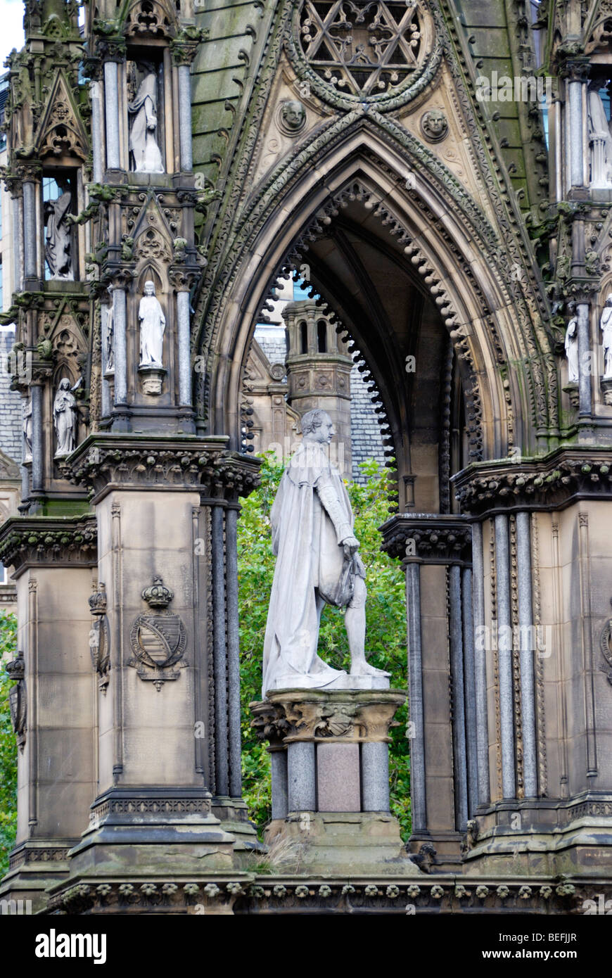 Statue of Prince Albert in Albert Square, Manchester, England, UK Stock