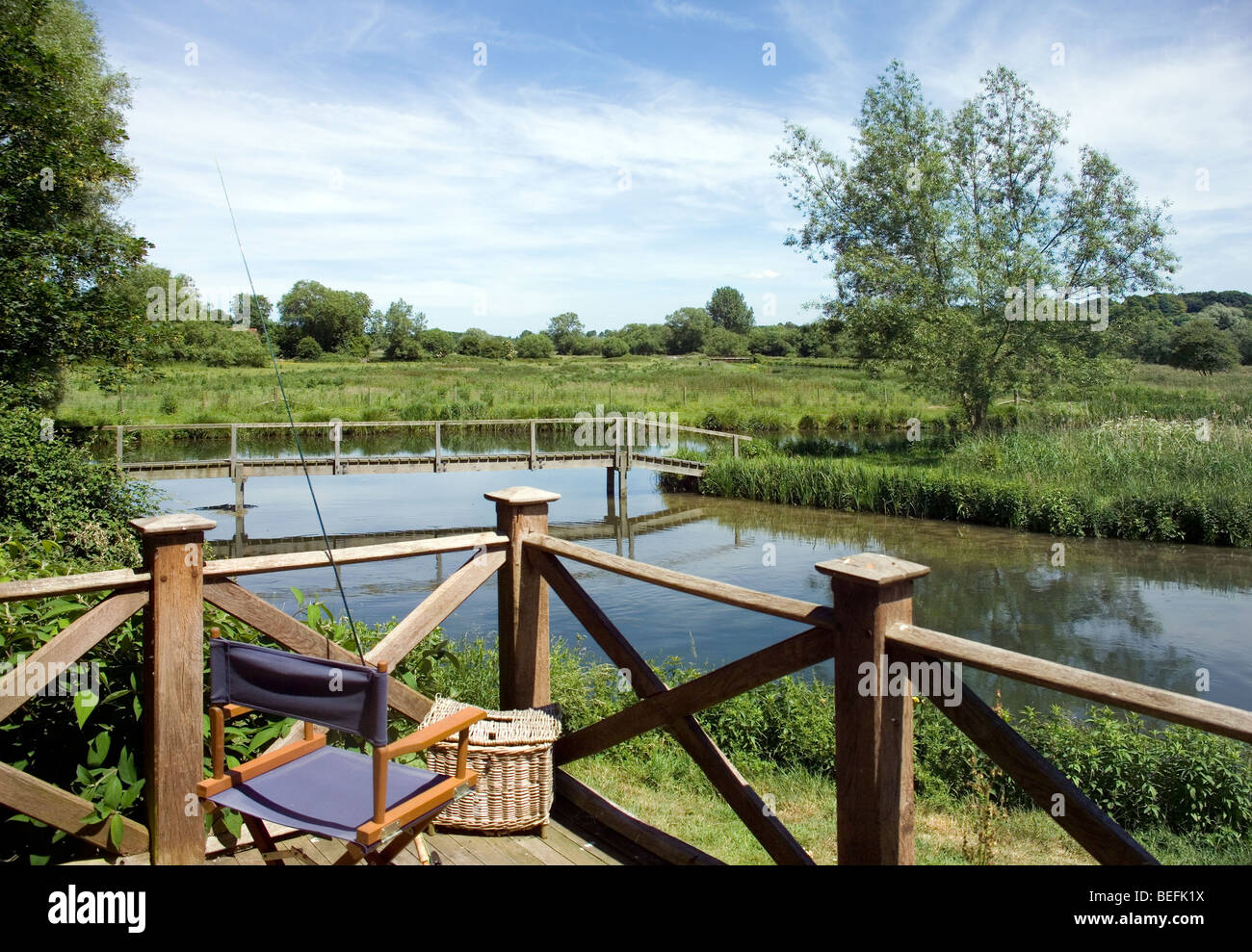 Fishing on River Test Stock Photo Alamy