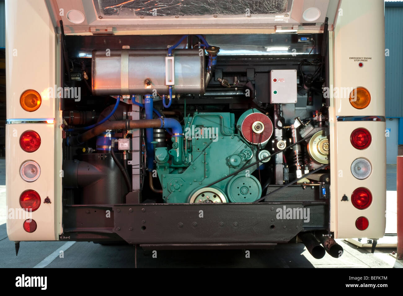 engine compartment of a coach Stock Photo Alamy