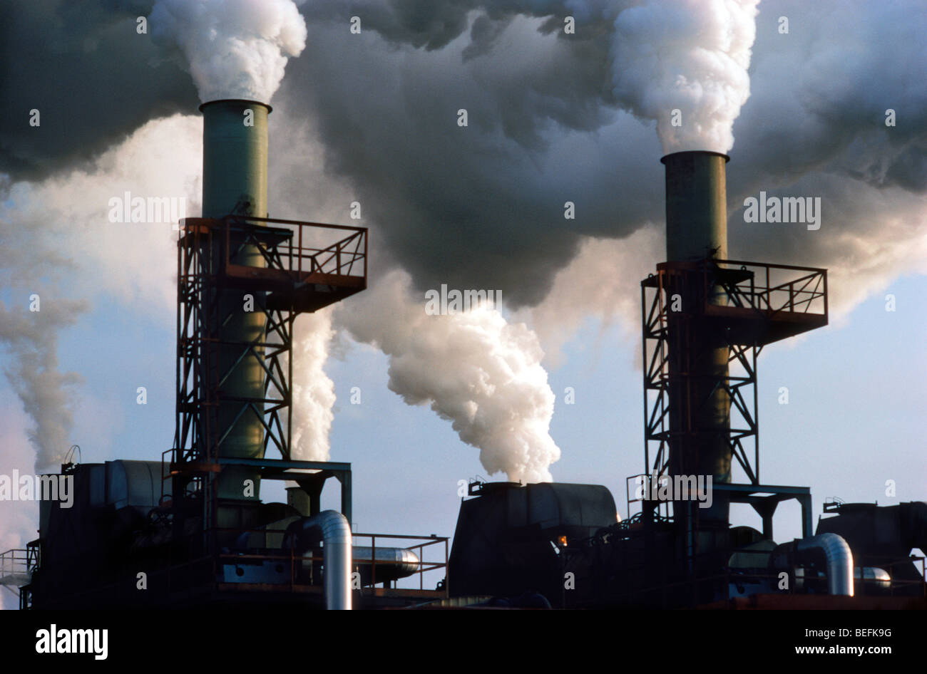 Oil Refinery Emitting Air Pollution at sunrise near Santa Rosa