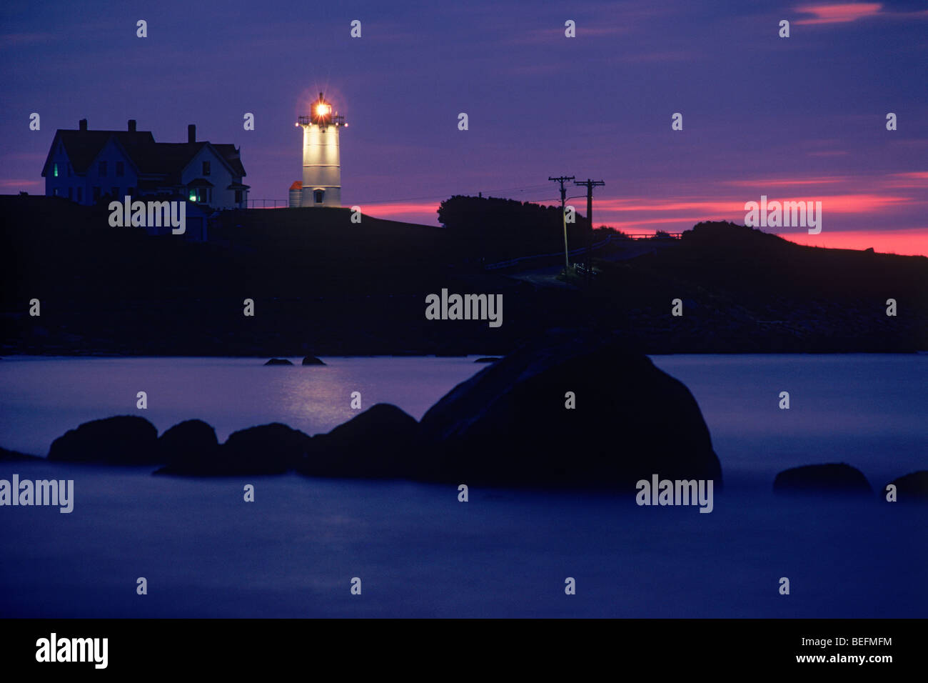 Chatham Lighthouse in Chatham, Massachusetts near Cape Cod at dawn Stock Photo