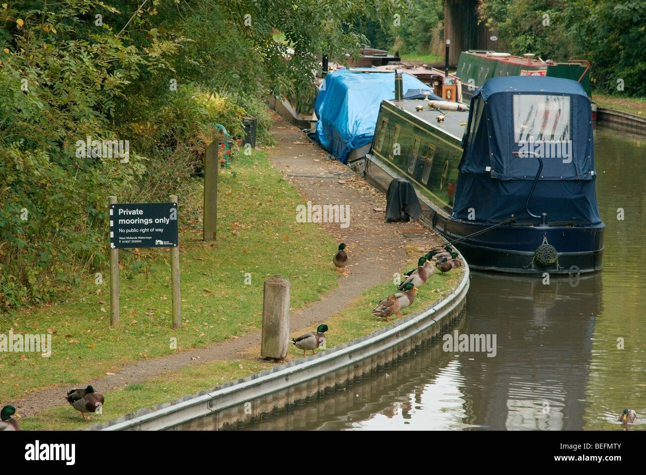 private residential moorings on the grand union canal Stock Photo