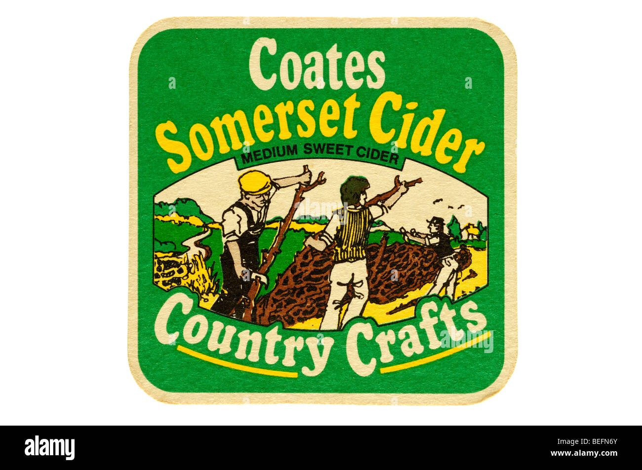 coates somerset cider medium sweet cider country craft beer mat Stock Photo