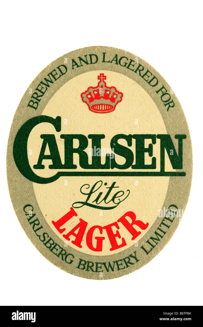 brewed and lagered for carlsberg brewery limited carlsen lite lager Stock Photo