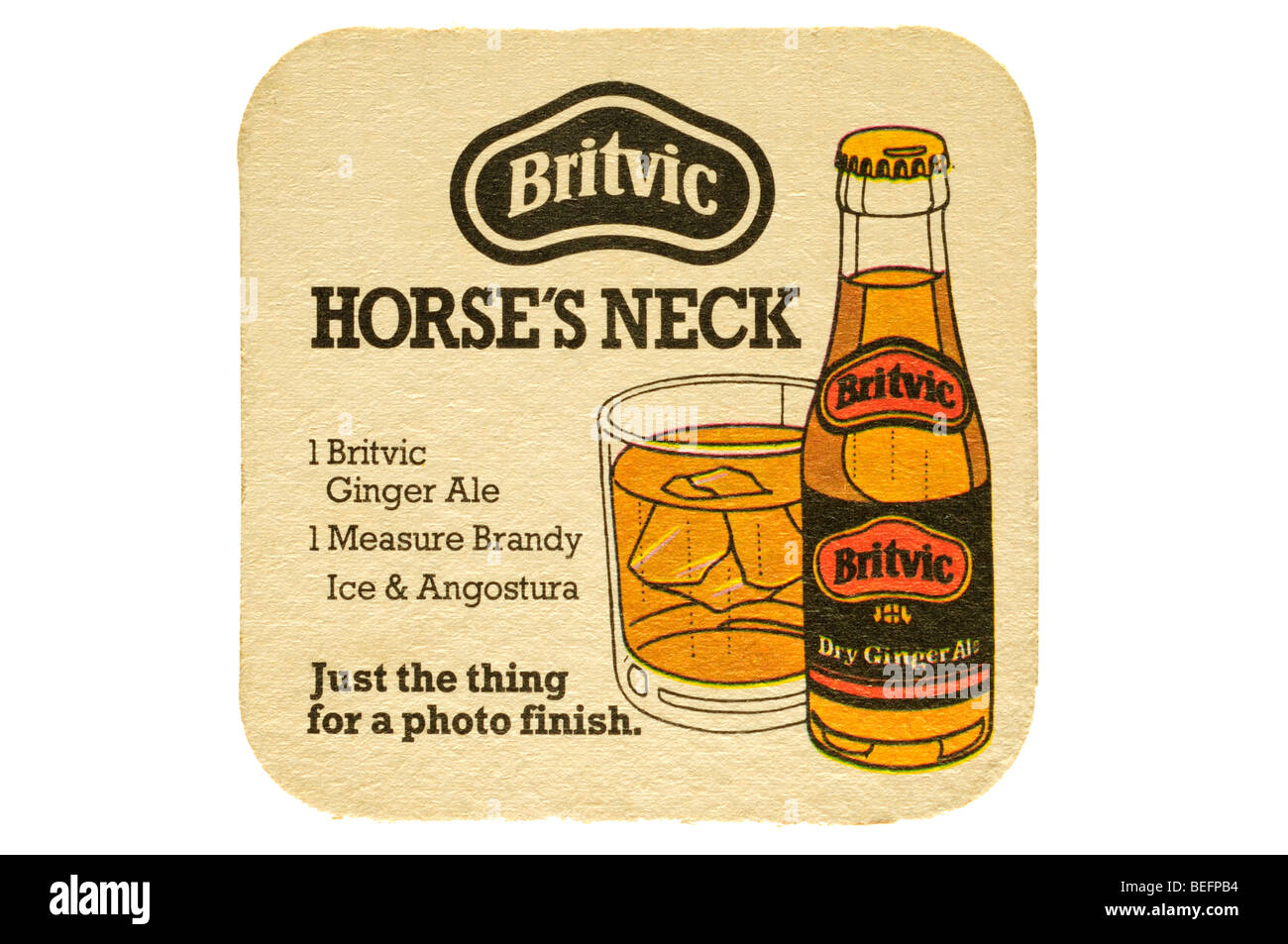 britvic horses neck 1 britvick ginger ale 1 measure brandy ice & angostura  just the thing for a photo finish Stock Photo - Alamy