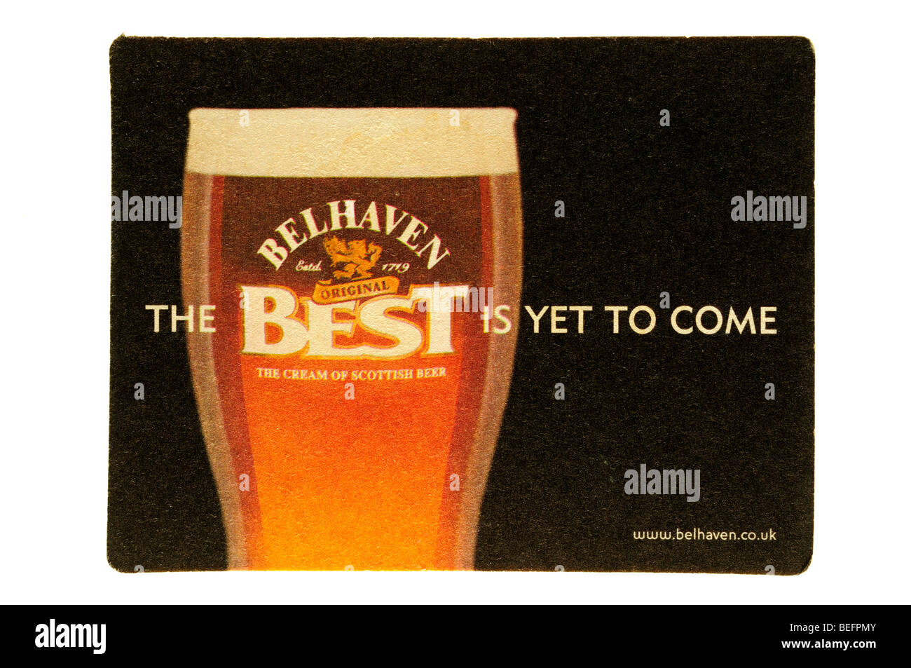 the best is yet to come belhaven the cream of scottish beer Stock Photo