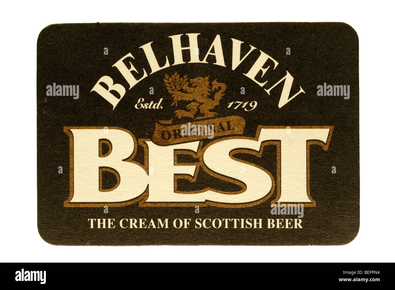 belhaven estd 1719 original best the cream of scottish beer Stock Photo