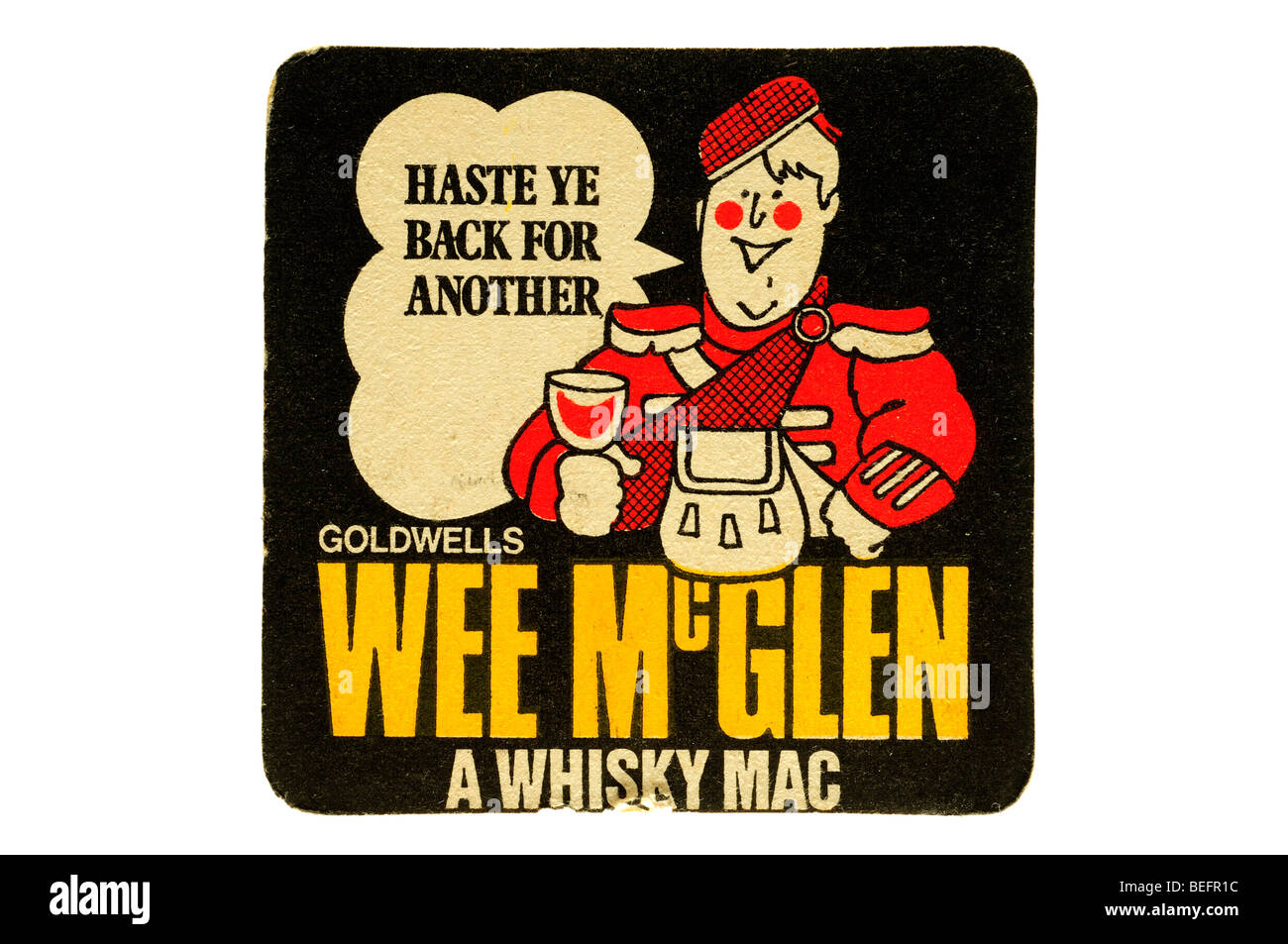 haste ye black for another goldwells wee mc glen a whisky mac Stock Photo