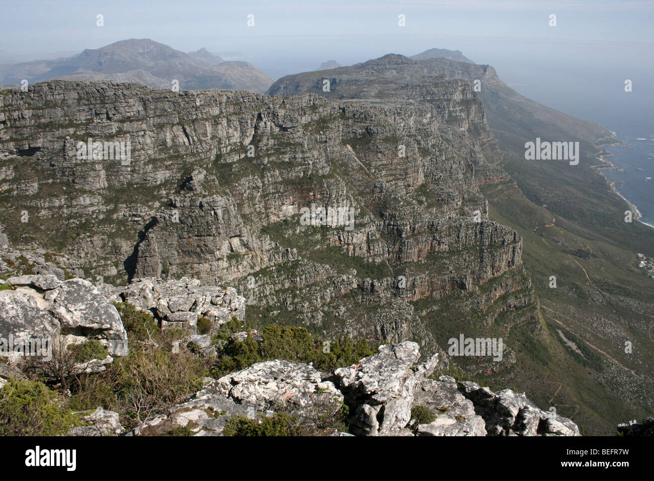 View From The Summit Of Table Mountain, Cape Town, South Africa Stock Photo
