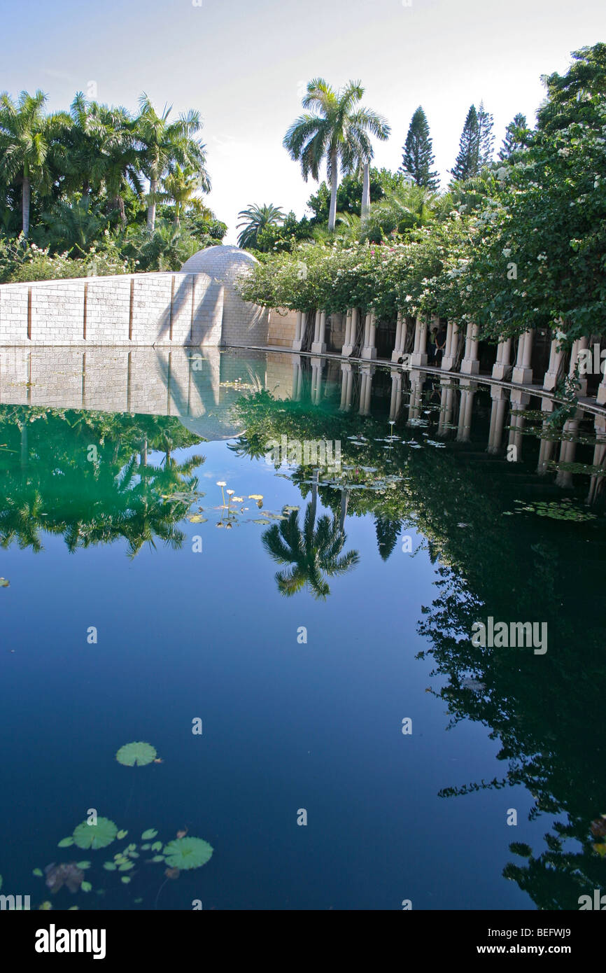 Lily pond at the Garden of Meditation in the Holocaust Memorial, Miami Beach, FL, USA. Stock Photo