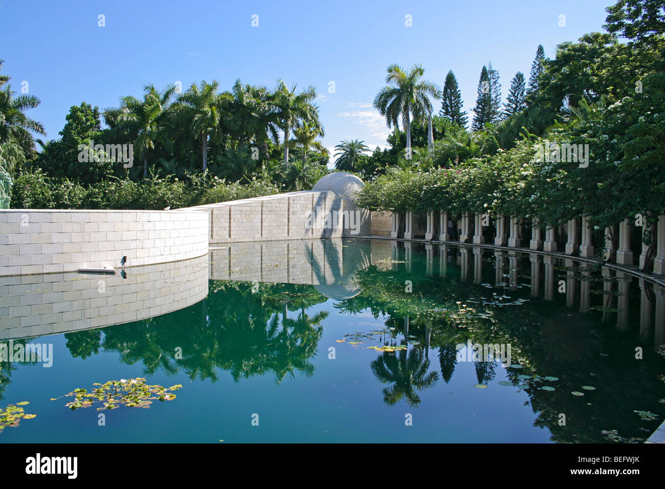 Lily pond at the Garden of Meditation in the Holocaust Memorial, Miami Beach, FL, USA. Stock Photo