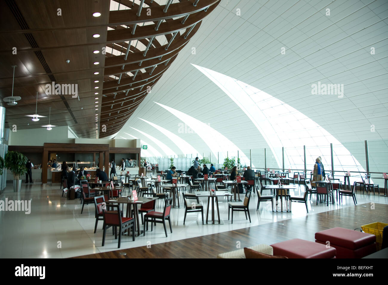 Emirates Business class lounge restaurant Dubai Stock Photo Alamy