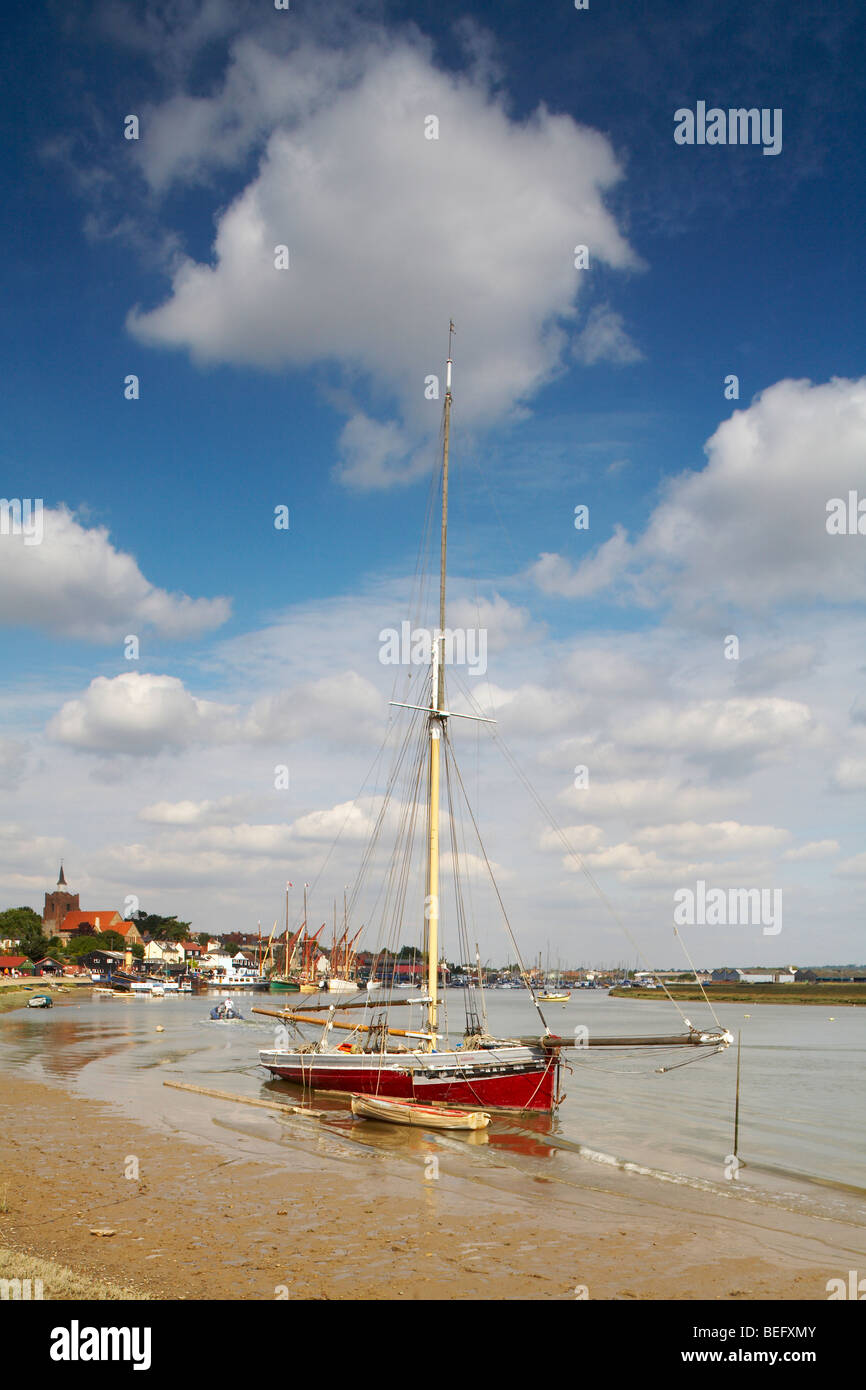 Great Britain England Essex  Maldon River Blackwater Hythe Quay Telegraph Oyster boat moored in channel Stock Photo