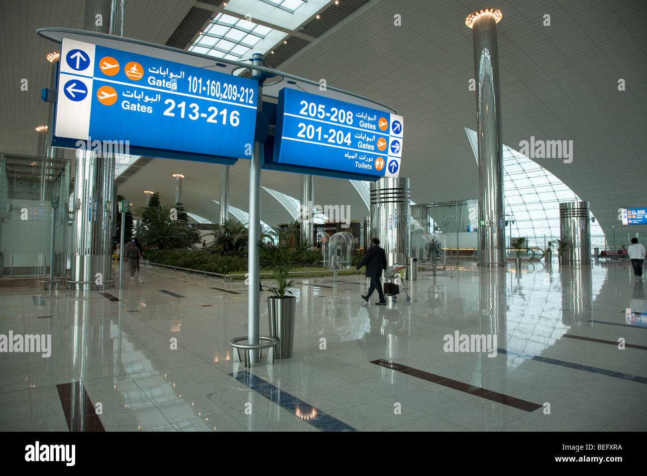 Dubai Airport terminal three departures level Stock Photo