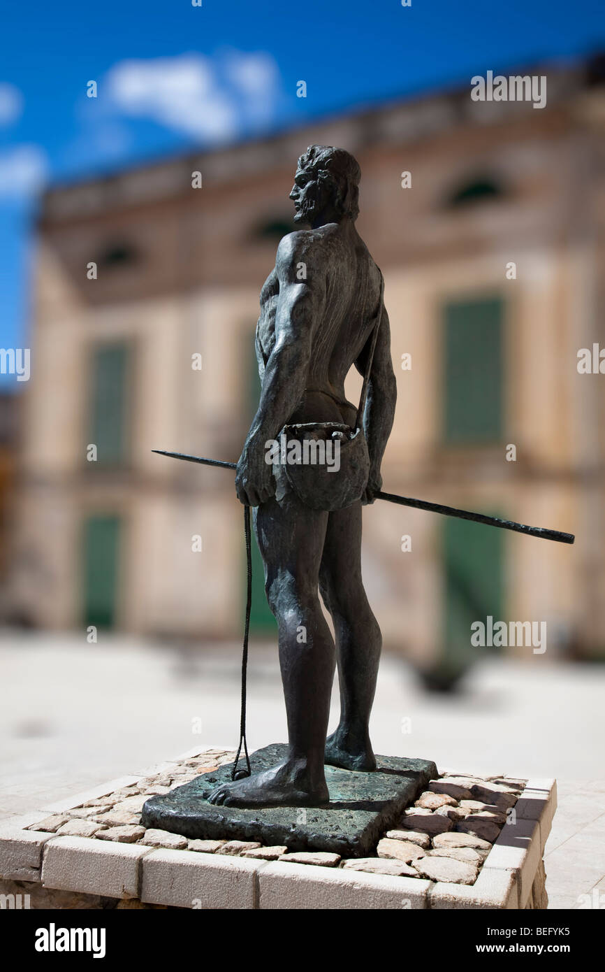 Statue of Balearic slingshot warrior Felanitx Mallorca Spain Stock Photo