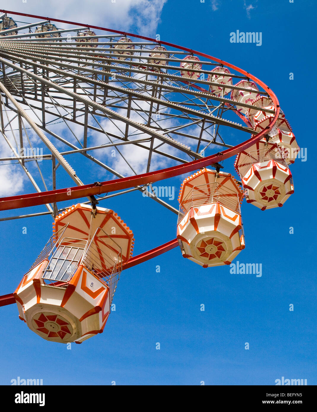 Looking up at the big wheel at the Goose Fair in Nottingham