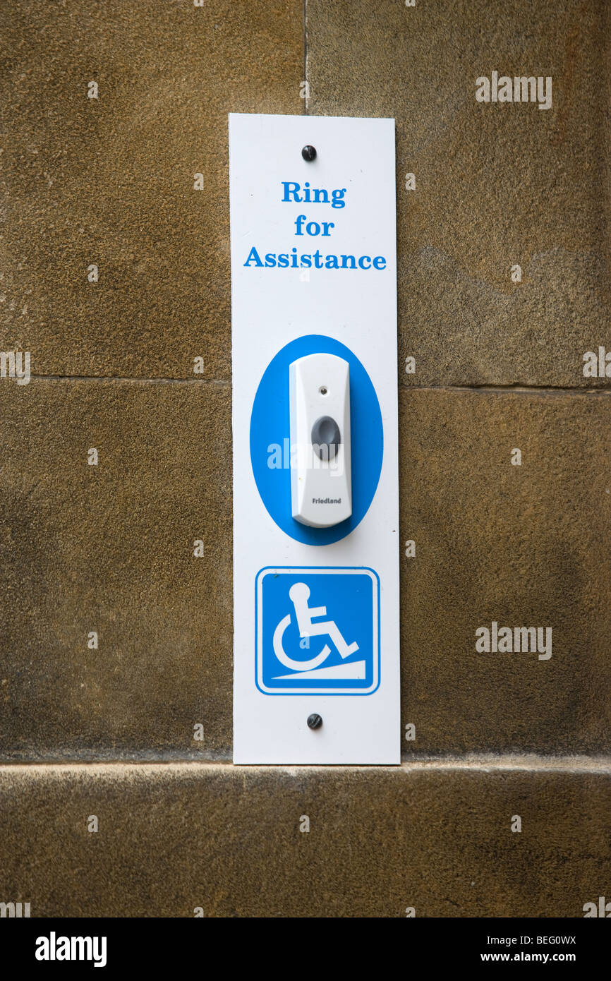 Ring For Assistance Notice For Disabled Access Stock Photo