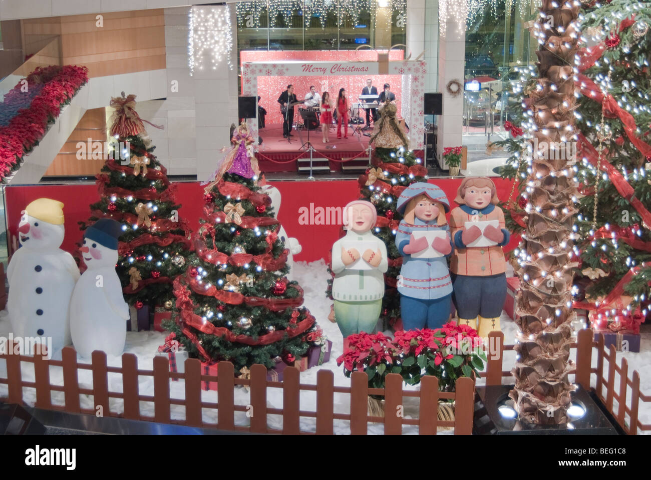 Christmas decorations in the lobby of the Regal Hotel at Hong Kong