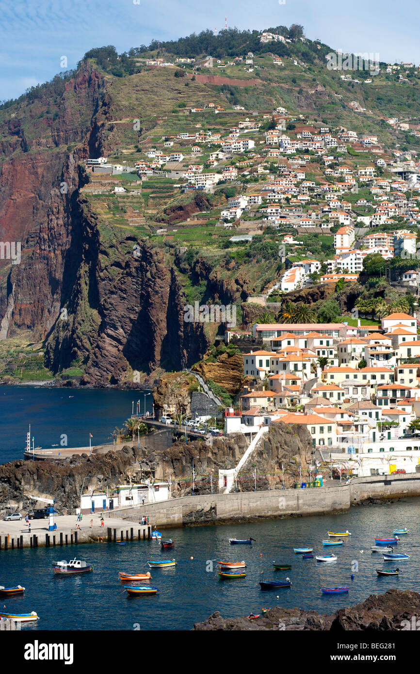 View of Camara de Lobos, a village and port on the island of Madeira. Stock Photo