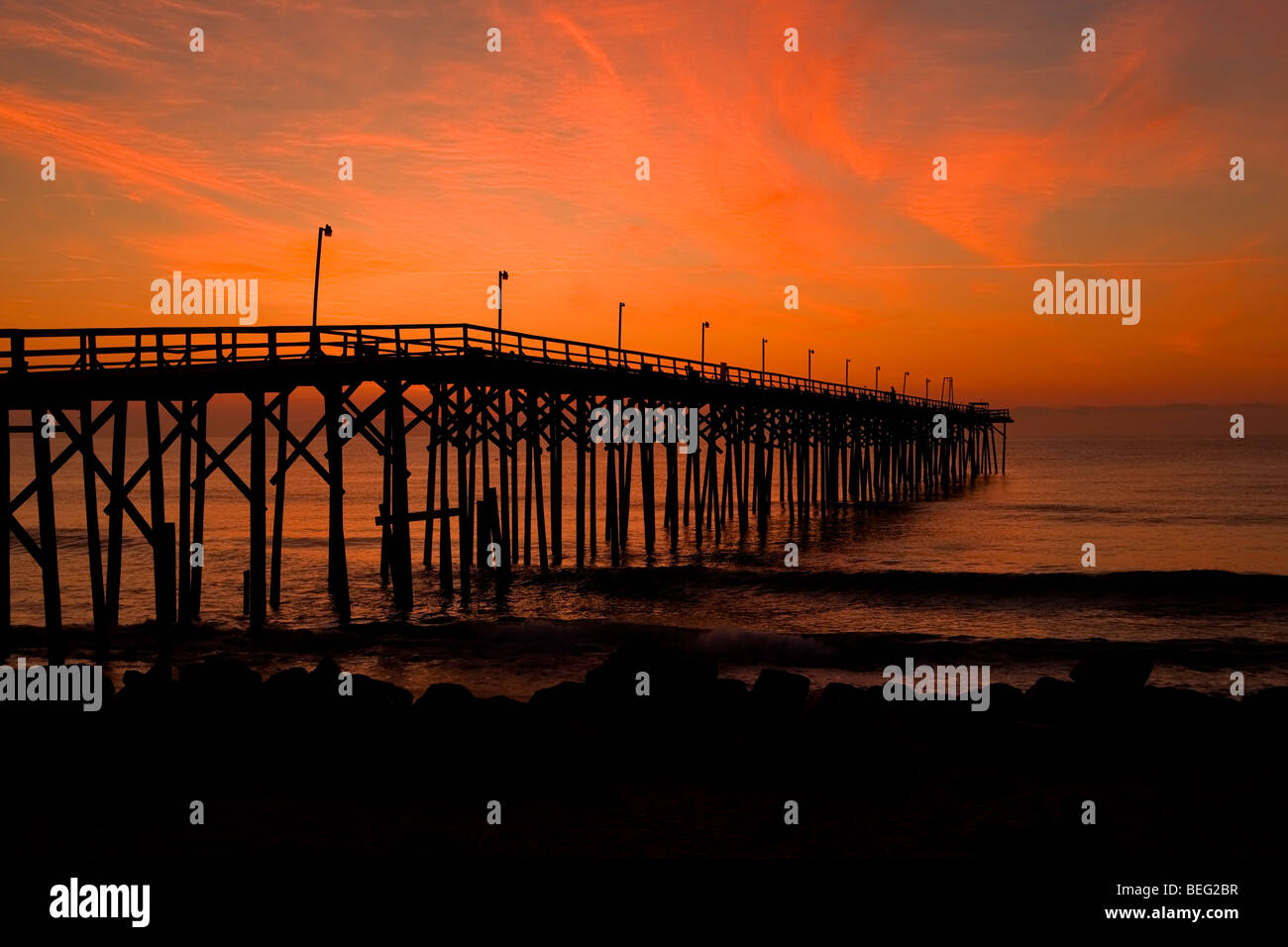 Carolina Beach pier during sunrise Stock Photo Alamy