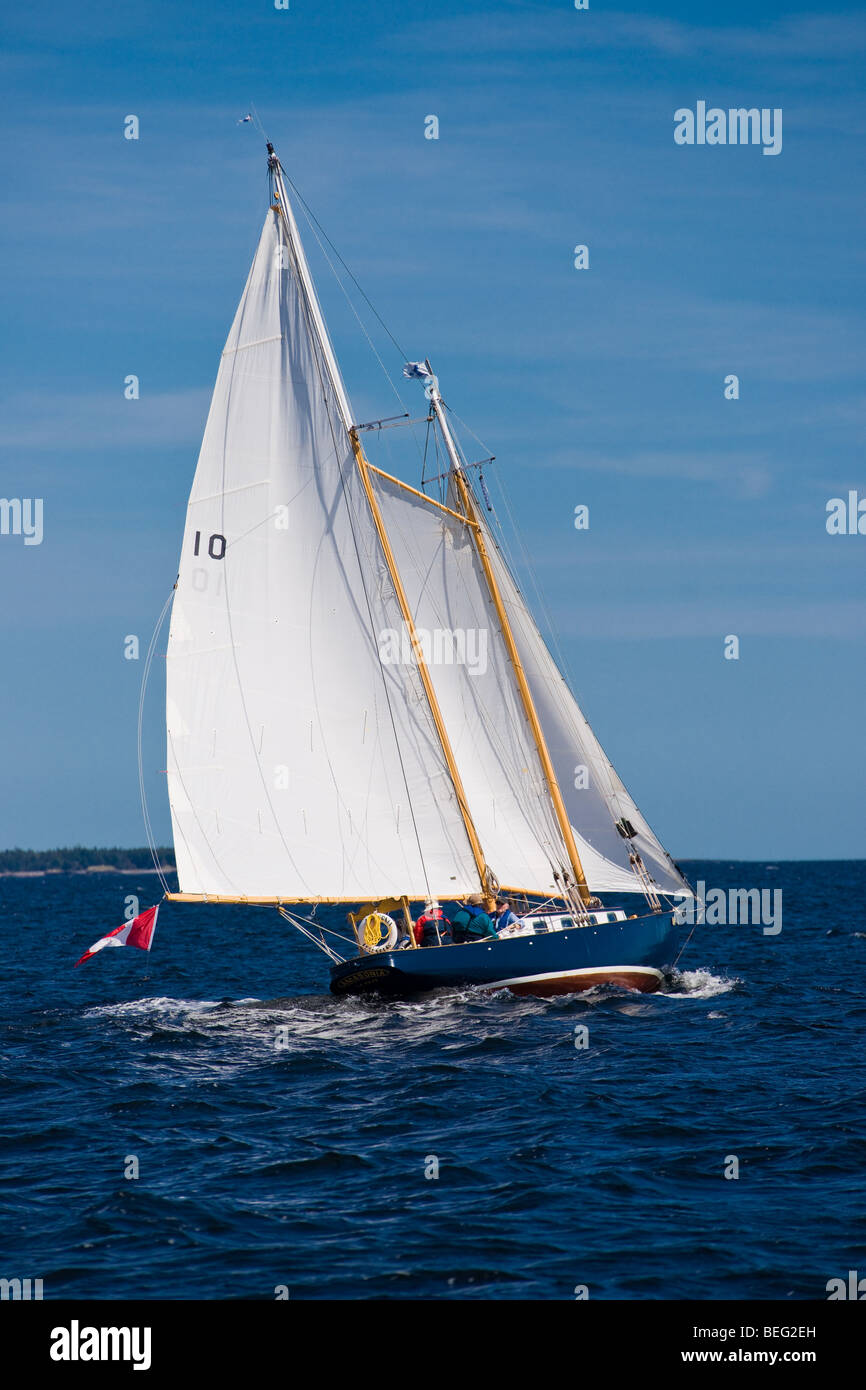The Tancook Island schooner Amasonia sails on Mahone Bay in Nova Scotia